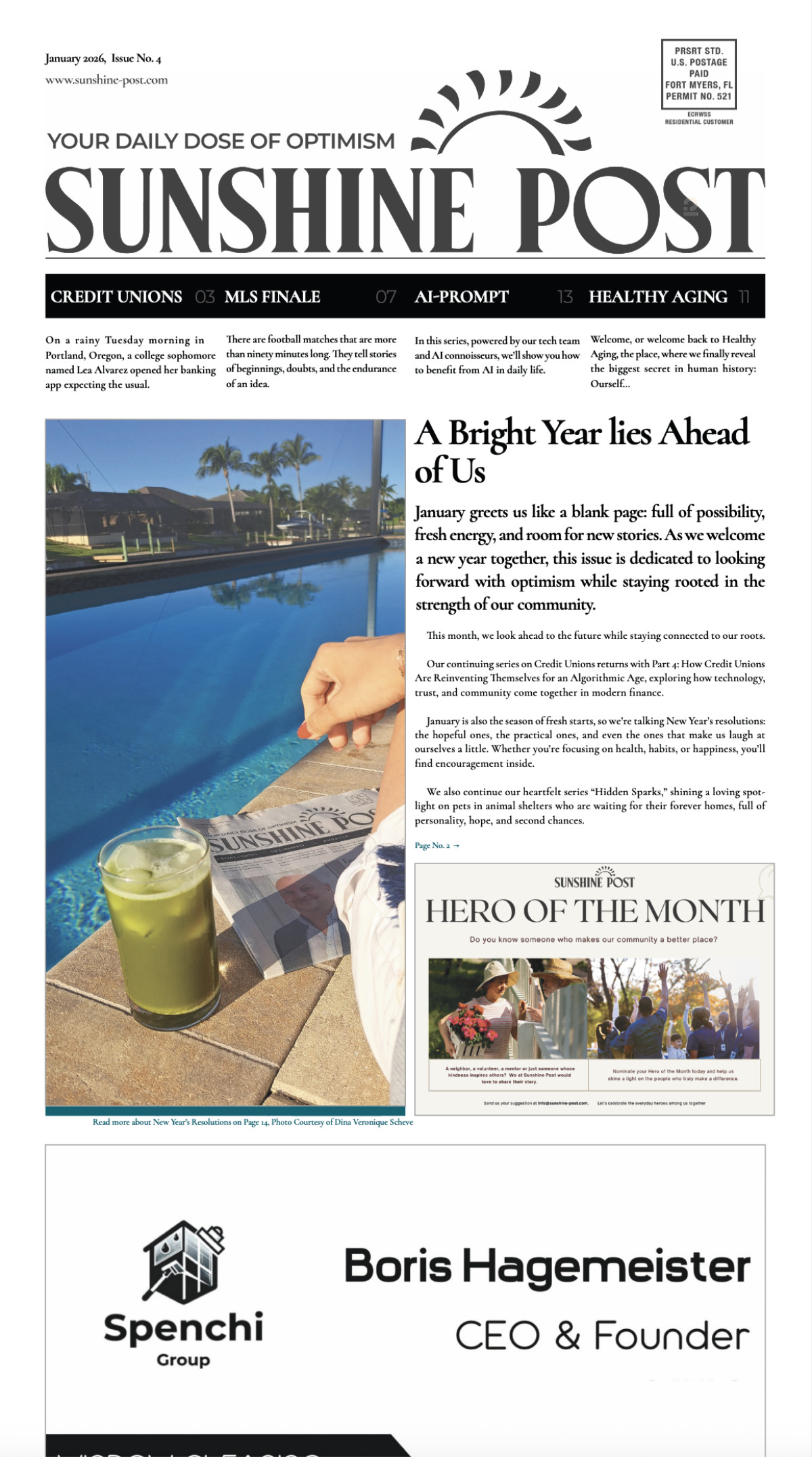 Cover of Sunshine Post Issue #4 - January 2026: Turning the Calendar, Turning the Page